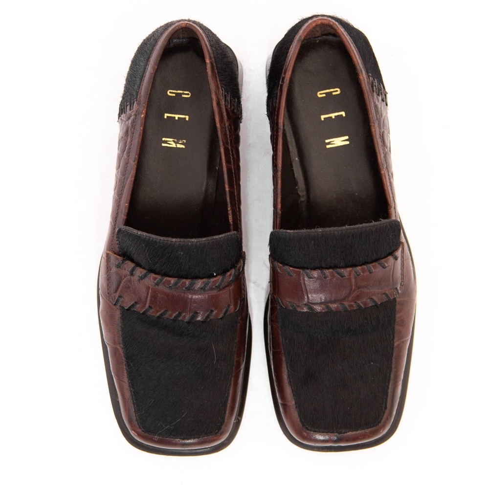 Square toe loafer calf hair & leather faux croc CEM 5.5